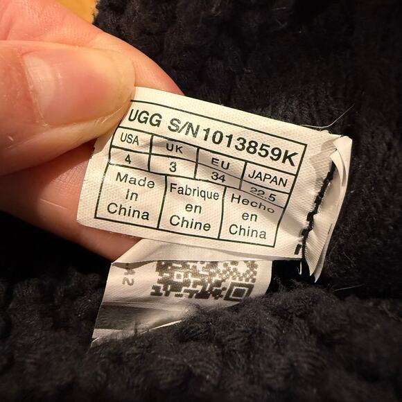 UGG Shaina Knit Fold Over Boots Black Suede Girls Size 4 - Picture 4 of 4